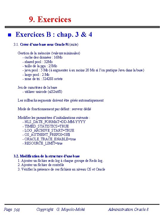 9. Exercices n Exercices B : chap. 3 & 4 3. 1. Créer d’une