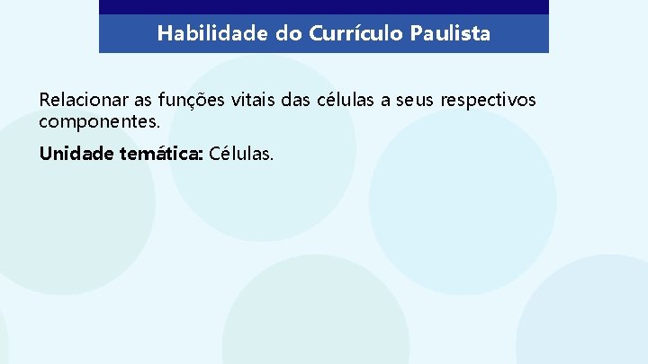 Habilidade do Currículo Paulista Relacionar as funções vitais das células a seus respectivos componentes.