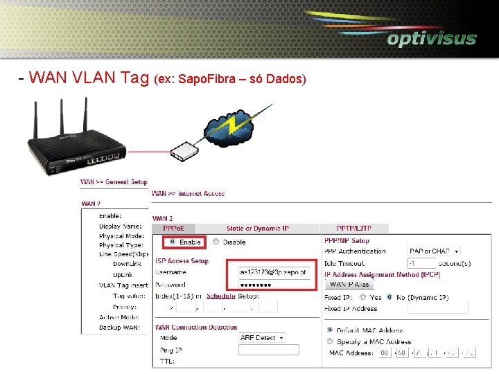 - WAN VLAN Tag (ex: Sapo. Fibra – só Dados) 