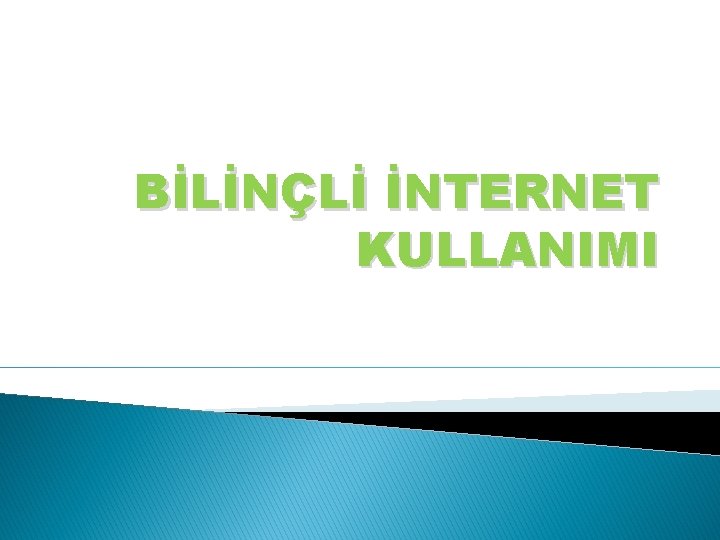 BİLİNÇLİ İNTERNET KULLANIMI 