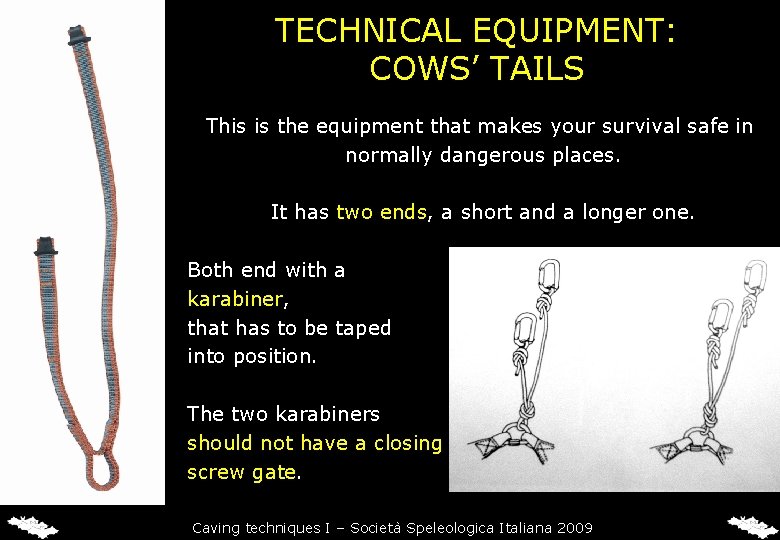 TECHNICAL EQUIPMENT: COWS’ TAILS This is the equipment that makes your survival safe in TECHNICAL EQUIPMENT: COWS’ TAILS This is the equipment that makes your survival safe in