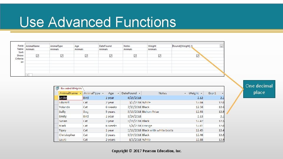 Use Advanced Functions One decimal place Copyright © 2017 Pearson Education, Inc. 