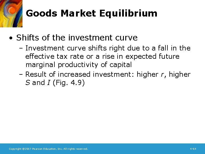 Goods Market Equilibrium • Shifts of the investment curve – Investment curve shifts right