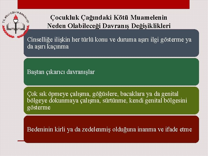 Çocukluk Çağındaki Kötü Muamelenin Neden Olabileceği Davranış Değişiklikleri Cinselliğe ilişkin her türlü konu ve