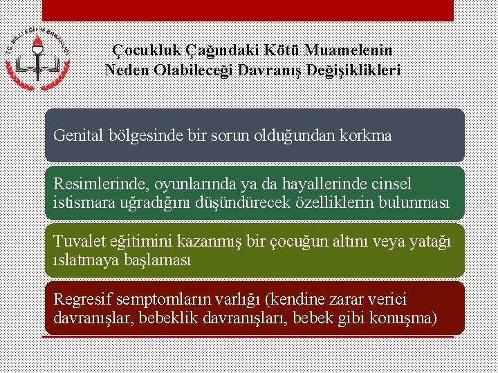 Çocukluk Çağındaki Kötü Muamelenin Neden Olabileceği Davranış Değişiklikleri Genital bölgesinde bir sorun olduğundan korkma
