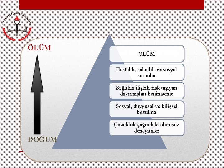 ÖLÜM Hastalık, sakatlık ve sosyal sorunlar Sağlıkla ilişkili risk taşıyan davranışları benimseme doğum Sosyal,
