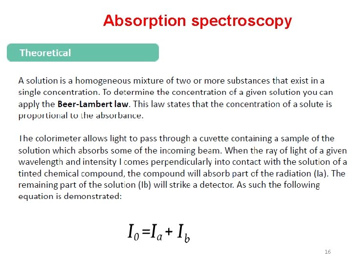Absorption spectroscopy 16 
