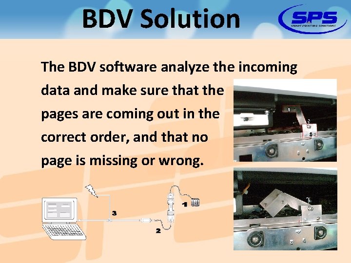 BDV Solution The BDV software analyze the incoming data and make sure that the