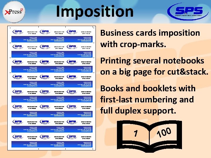 Imposition Business cards imposition with crop-marks. Printing several notebooks on a big page for
