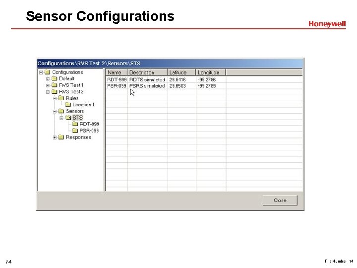 Sensor Configurations 14 File Number- 14 