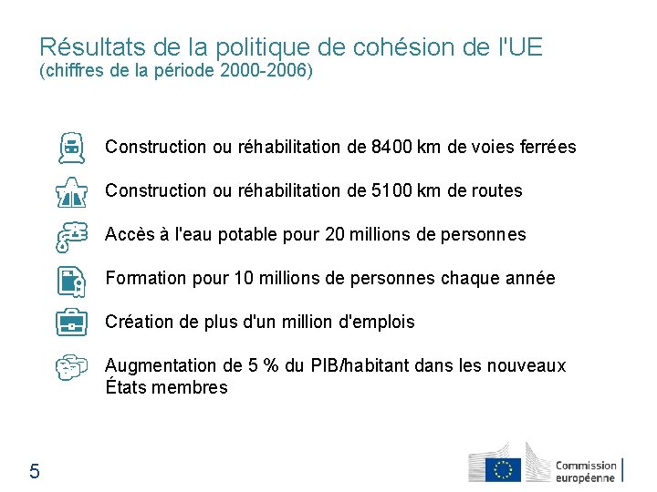 Résultats de la politique de cohésion de l'UE (chiffres de la période 2000 -2006)