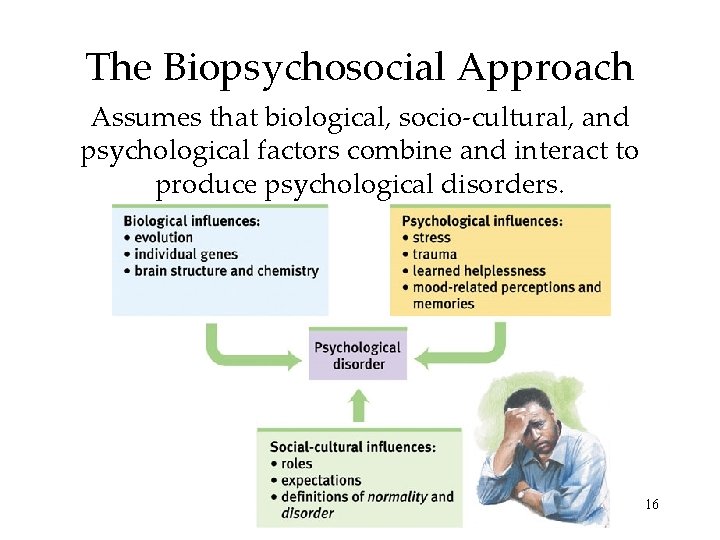 The Biopsychosocial Approach Assumes that biological, socio-cultural, and psychological factors combine and interact to