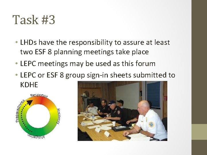 Task #3 • LHDs have the responsibility to assure at least two ESF 8