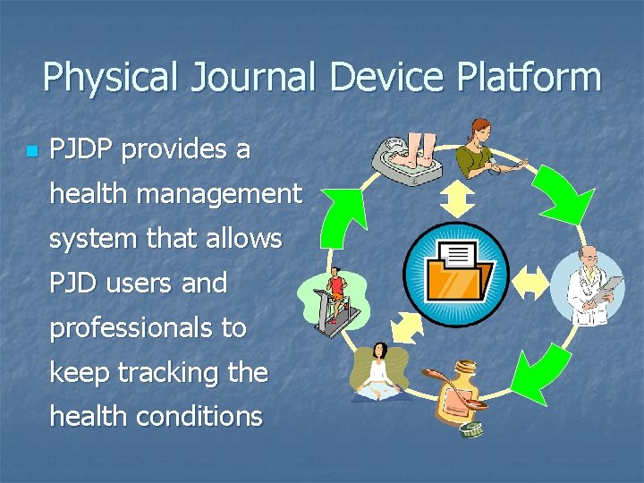 Physical Journal Device Platform n PJDP provides a health management system that allows PJD