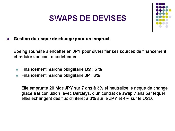 SWAPS DE DEVISES l Gestion du risque de change pour un emprunt Boeing souhaite