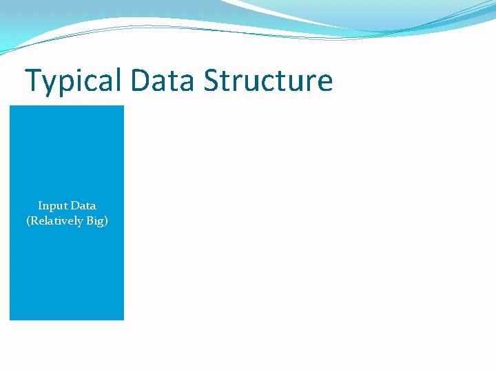 Typical Data Structure Input Data (Relatively Big) 