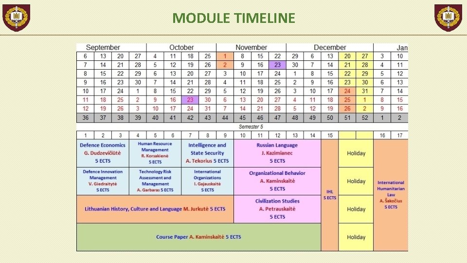 MODULE TIMELINE 
