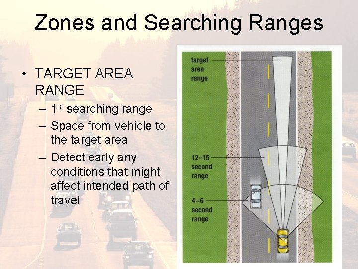 Zones and Searching Ranges • TARGET AREA RANGE – 1 st searching range –