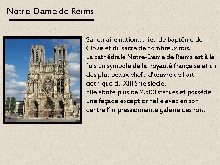 Notre-Dame de Reims Sanctuaire national, lieu de baptême de Clovis et du sacre de