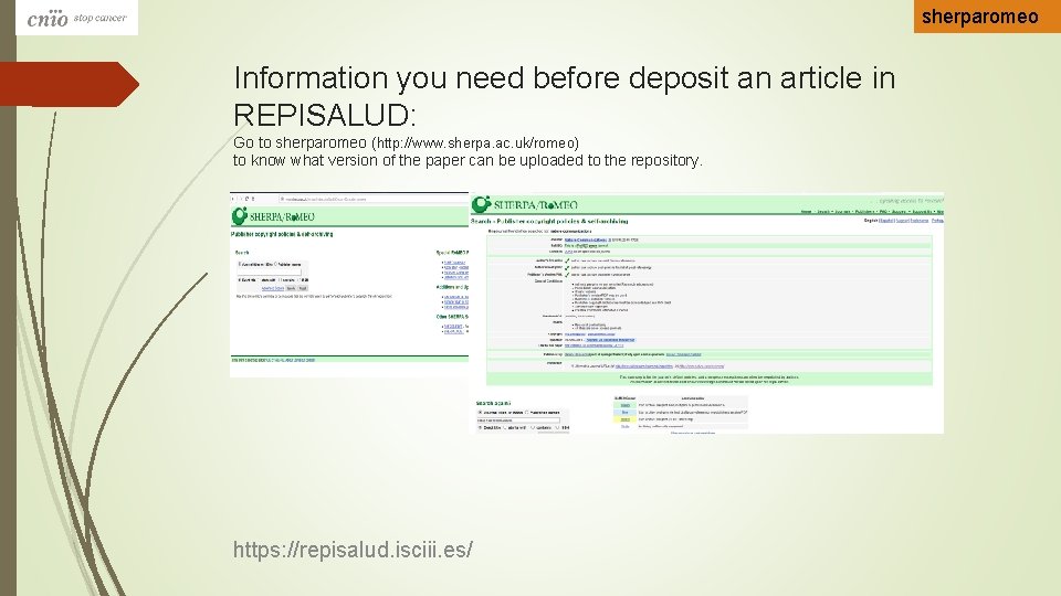 sherparomeo Information you need before deposit an article in REPISALUD: Go to sherparomeo (http: