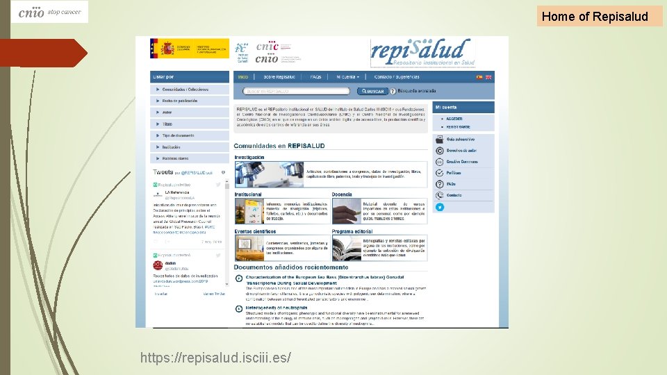 Home of Repisalud https: //repisalud. isciii. es/ 