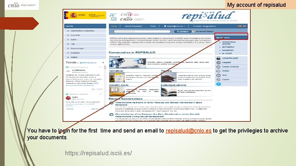 My account of repisalud You have to login for the first time and send