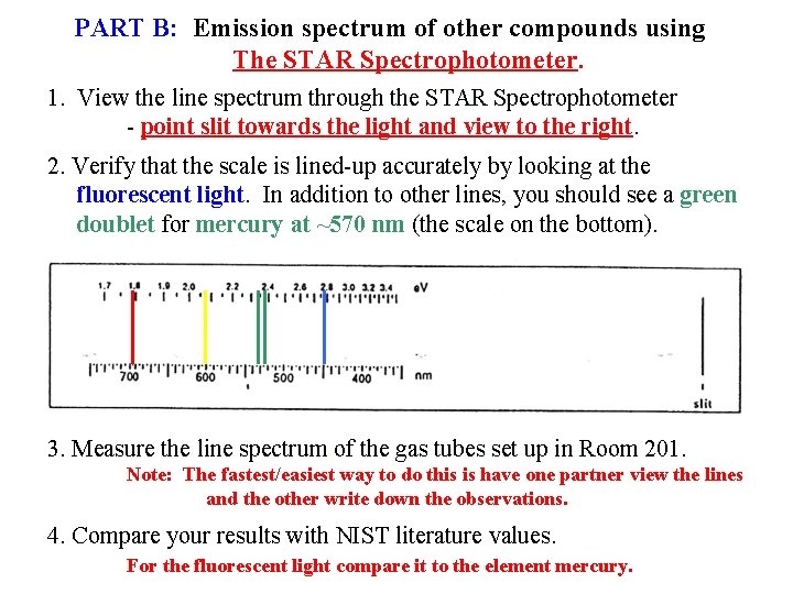 PART B: Emission spectrum of other compounds using The STAR Spectrophotometer. 1. View the