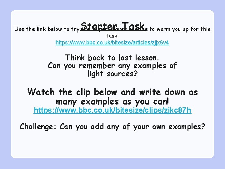 Starter Task Use the link below to try the Super Mover routine to warm