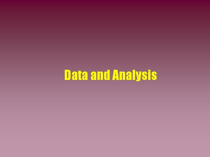 Data and Analysis 