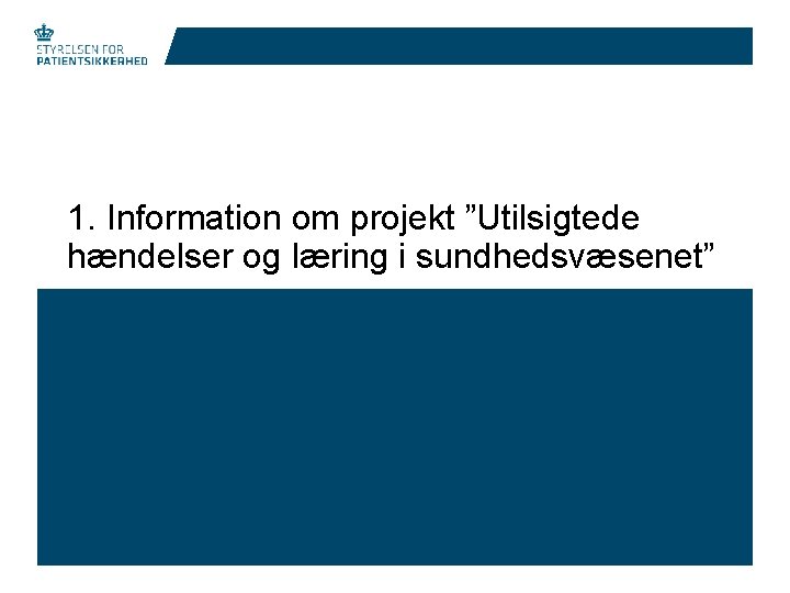 1. Information om projekt ”Utilsigtede hændelser og læring i sundhedsvæsenet” 