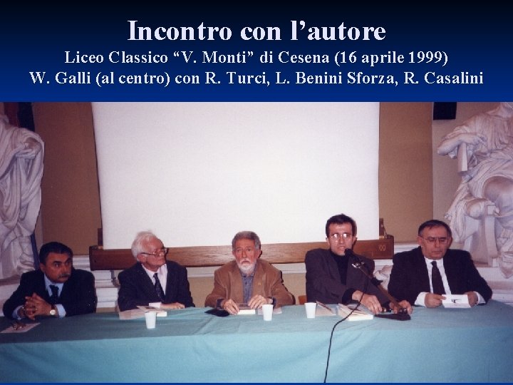 Incontro con l’autore Liceo Classico “V. Monti” di Cesena (16 aprile 1999) W. Galli