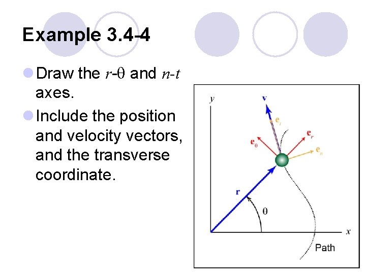 Example 3. 4 -4 l Draw the r-q and n-t axes. l Include the