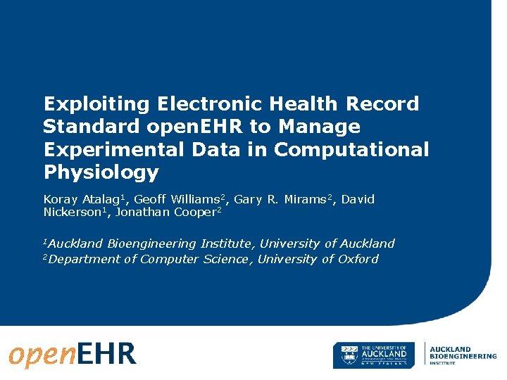 Exploiting Electronic Health Record Standard open. EHR to Manage Experimental Data in Computational Physiology