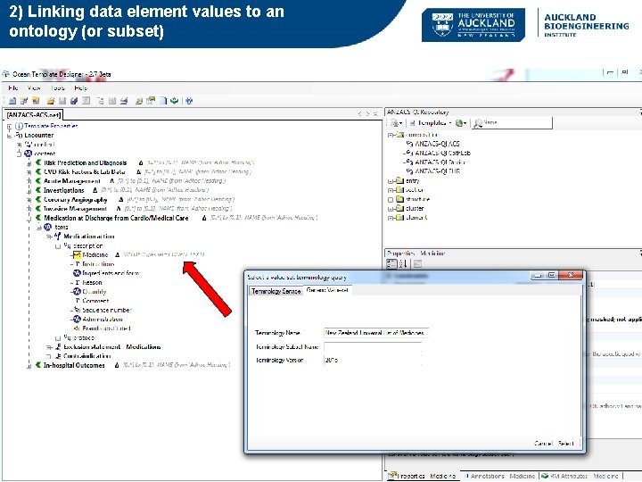 2) Linking data element values to an ontology (or subset) 