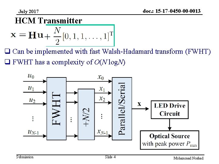 doc. : 15 -17 -0450 -00 -0013 July 2017 HCM Transmitter q Can be