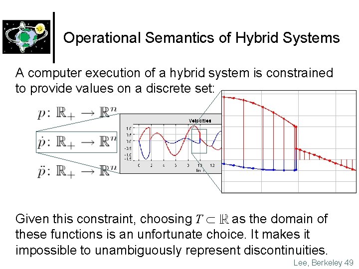Operational Semantics of Hybrid Systems A computer execution of a hybrid system is constrained