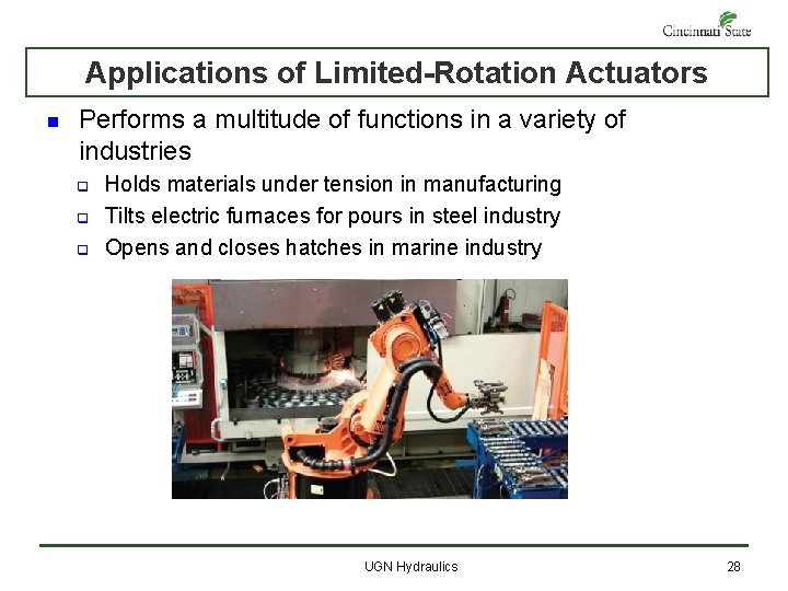 Applications of Limited-Rotation Actuators n Performs a multitude of functions in a variety of