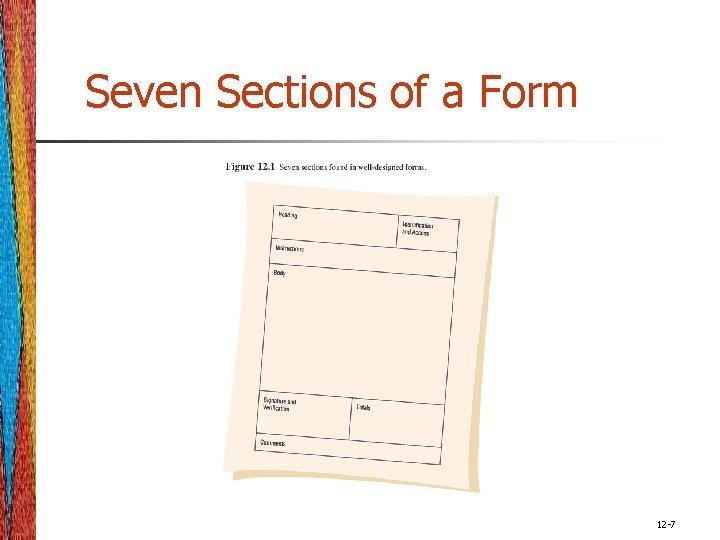 Seven Sections of a Form 12 -7 