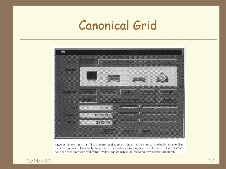 Canonical Grid 12/14/2021 37 