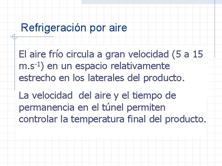 Refrigeración por aire Funciona creando una diferencia de presión que Presenta largos tiempos congelación,