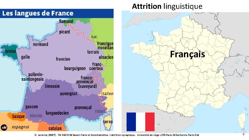 Attrition linguistique Français D. Leclercq (2017). ¨SY ASCID S 2 Savoir-Faire et Automatismes. L'attrition