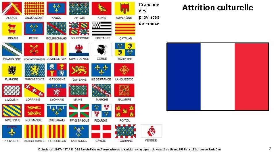 Drapeaux des provinces de France Attrition culturelle D. Leclercq (2017). ¨SY ASCID S 2
