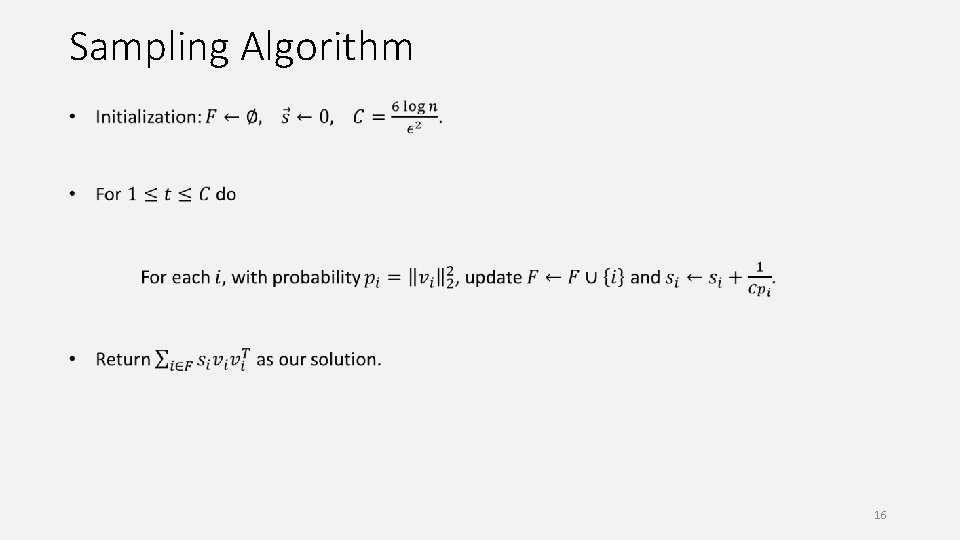 Sampling Algorithm 16 