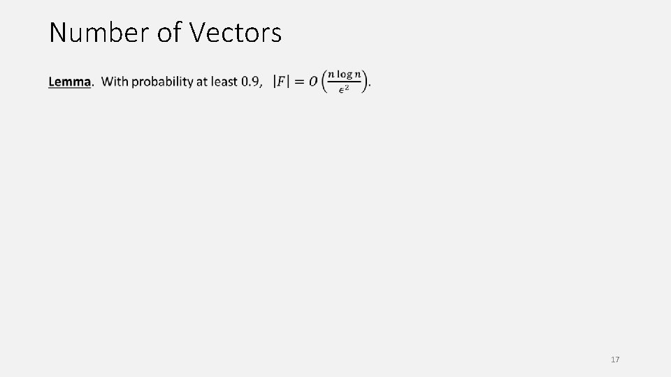 Number of Vectors 17 