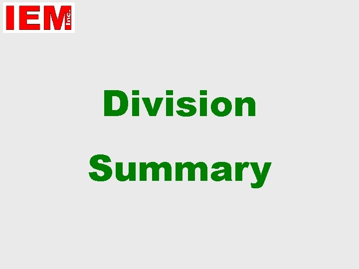 Division Summary 