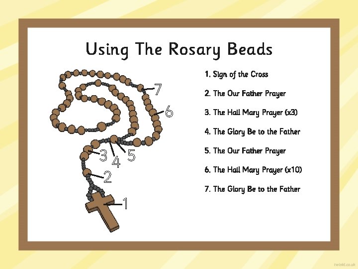 Using The Rosary Beads 1. Sign of the Cross 7 2. The Our Father