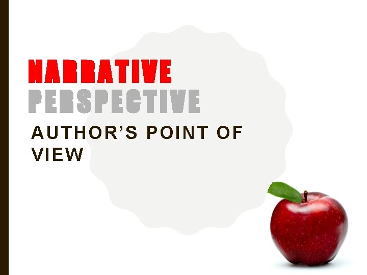 NARRATIVE PERSPECTIVE AUTHOR’S POINT OF VIEW 
