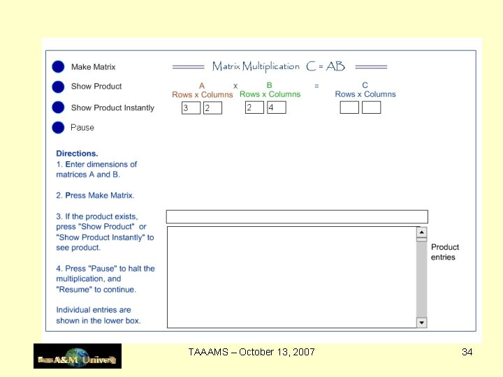 TAAAMS – October 13, 2007 34 