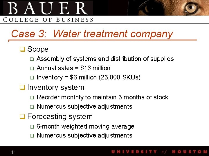 Case 3: Water treatment company q Scope q Assembly of systems and distribution of