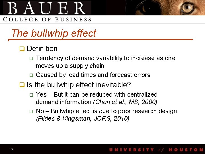 The bullwhip effect q Definition q Tendency of demand variability to increase as one